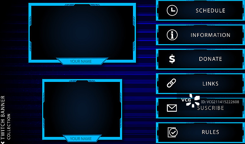 抽象蓝色形状的Twitch面板图片素材