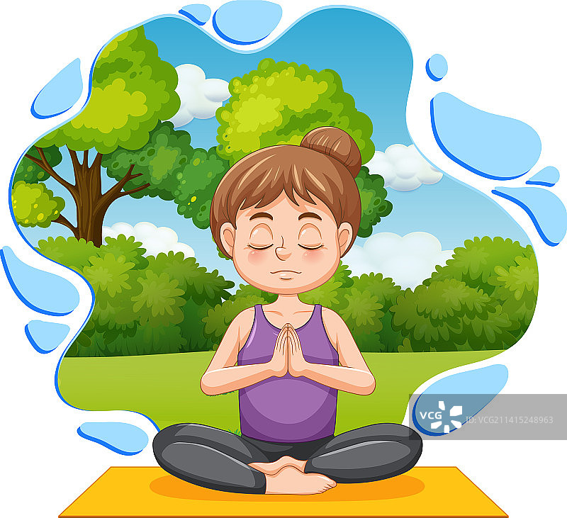 女人在公园做瑜伽图片素材