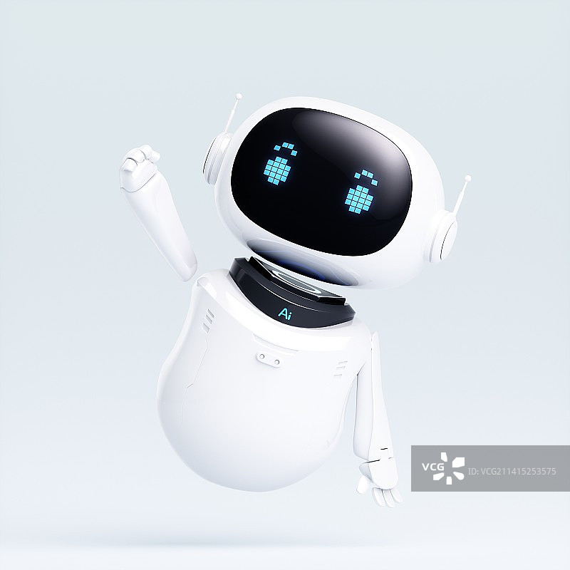 3D渲染的可爱智能机器人图片素材
