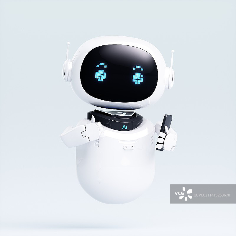 3D渲染的可爱智能机器人图片素材