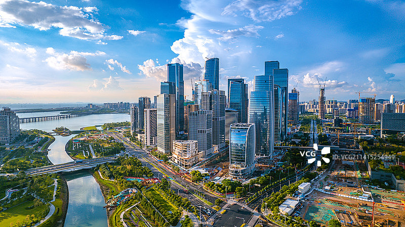 深圳前海桂湾建筑群前海CBD航拍大景图片素材