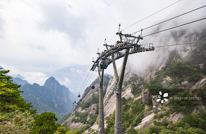 黄山自然风景区的缆车图片素材