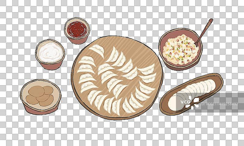 冬至立冬饺子汤圆家人家庭团圆亲子活动冬天中国风插画元素素材图片素材