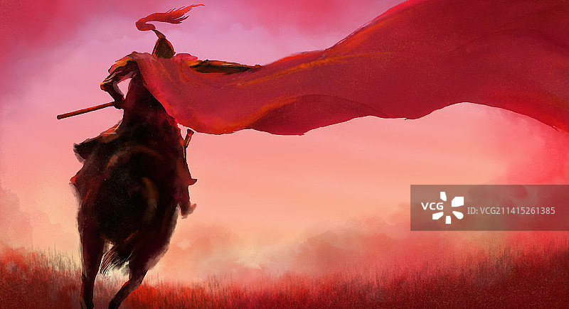 壮士骑马从战场归来夕阳正好图片图片素材