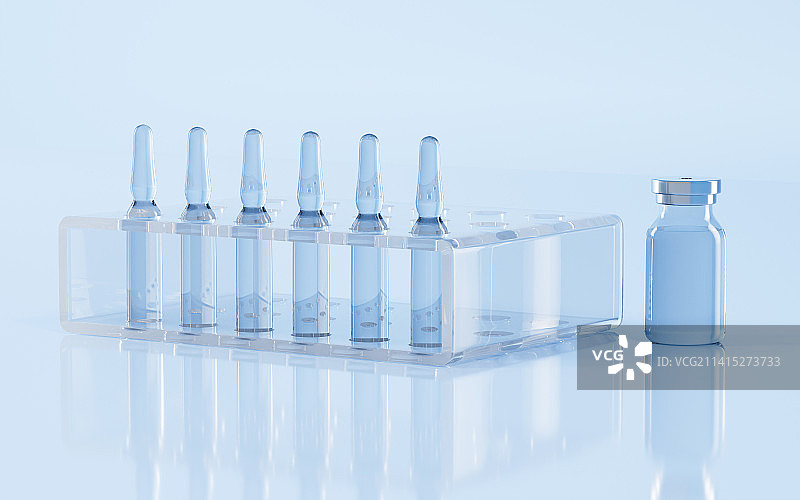 实验室里的安瓿瓶3D渲染图片素材