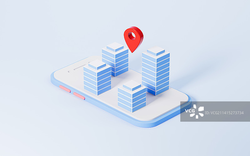 城市建筑与卫星定位模型3D渲染图片素材