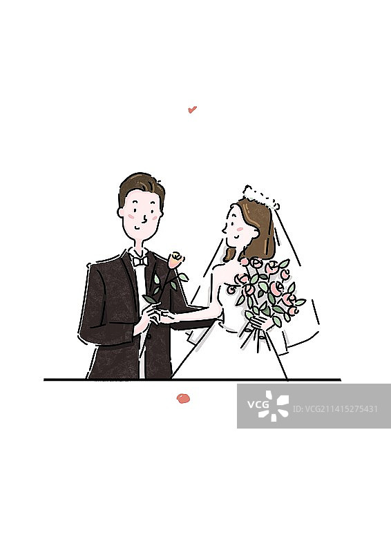 结婚简笔画情侣插画图片素材
