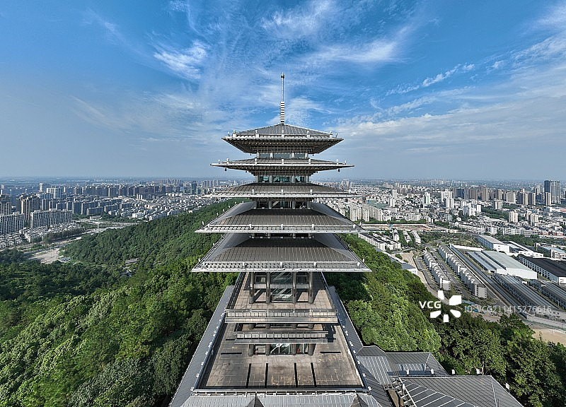 浙江省杭州市临平山东来阁航拍全景图片素材