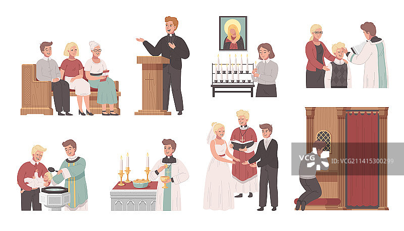 基督教教堂卡通合集图片素材