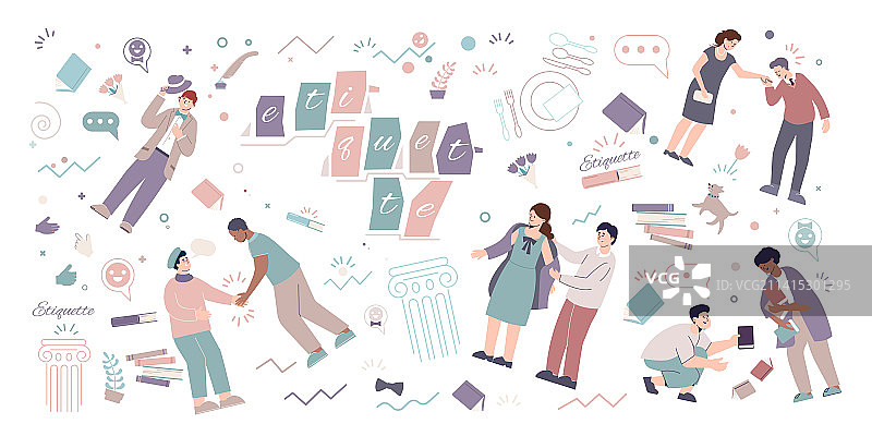 礼仪规范扁平化大合集图片素材