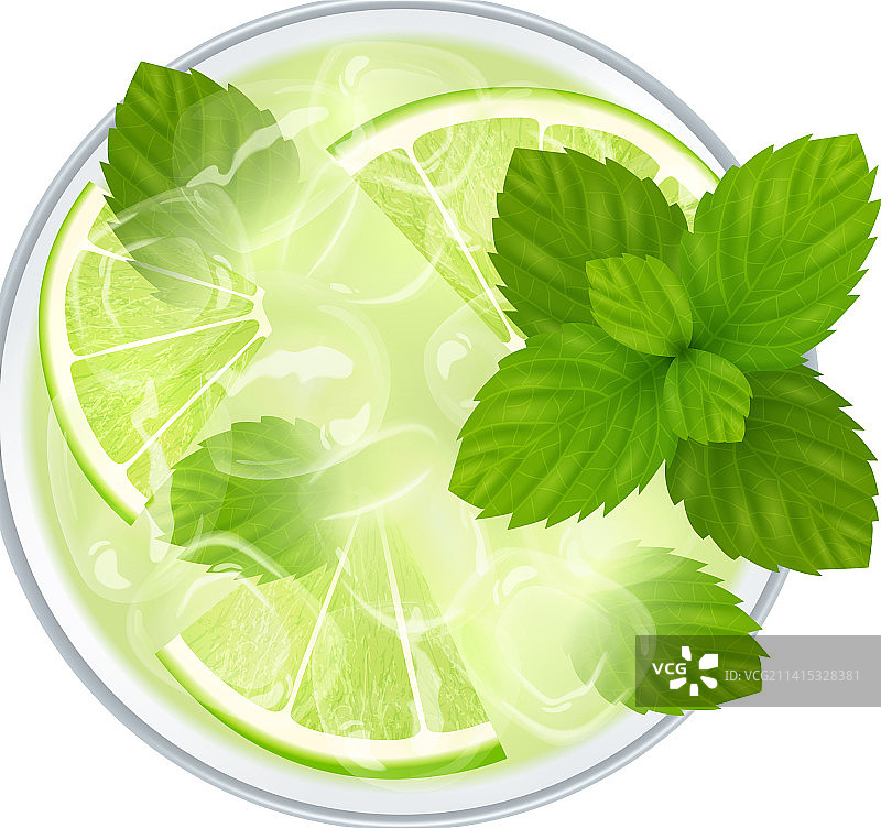 逼真薄荷鸡尾酒组合图片素材