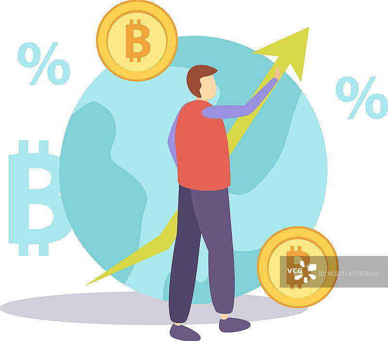 区块链全球扁平化构成图片素材