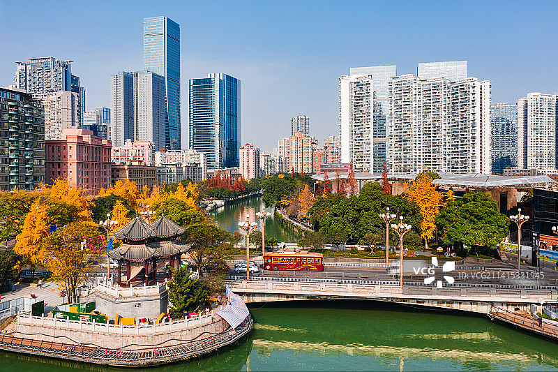 中国成都合江亭兰桂坊冬季风光航拍图图片素材