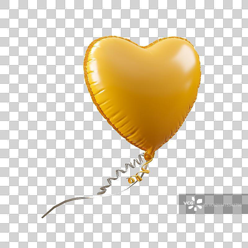 3D渲染黄色心形气球图片素材