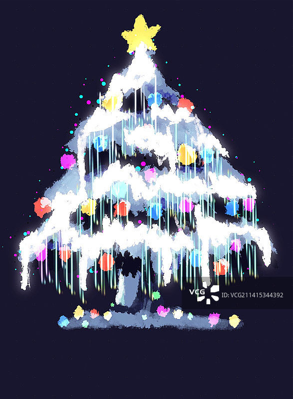 圣诞节圣诞树卡通风插画图片素材