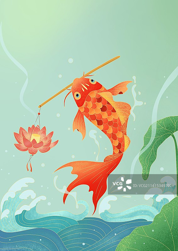 荷花锦鲤场景图片素材