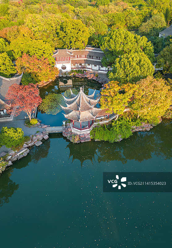 杭州西溪湿地高庄秋景航拍图片素材