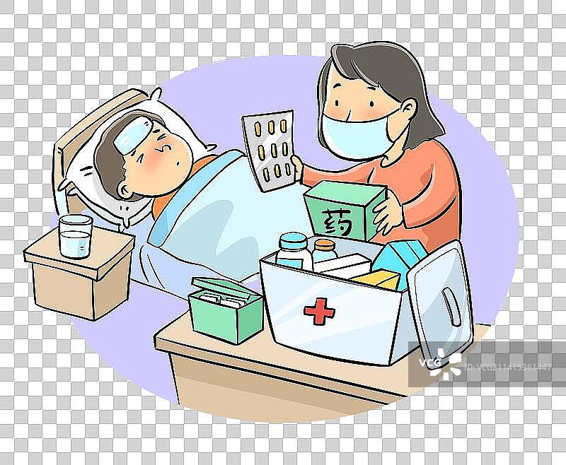 宝宝生病妈妈选择药品图片素材
