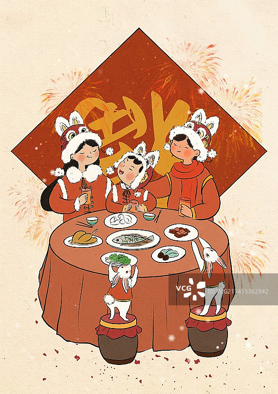 年三十吃年夜饭图片素材