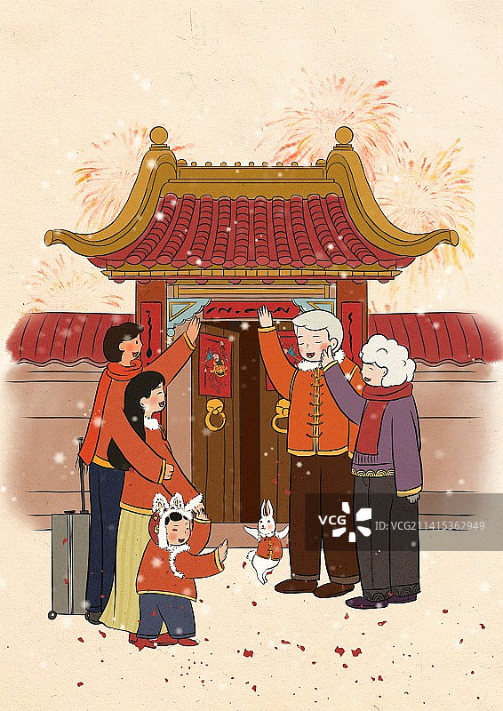 年初六返程告别图片素材