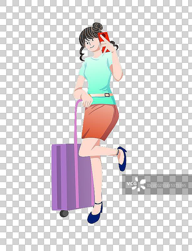 青年旅游自拍矢量人物女孩逛街出行拍照图片素材