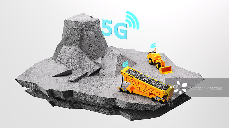5G无人矿区,C4D场景渲染，矿卡图片素材