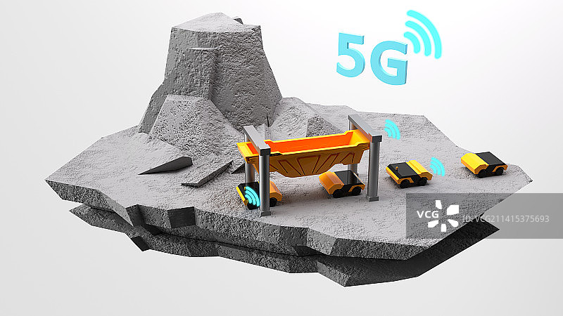 5G无人矿区,C4D场景渲染，矿卡图片素材