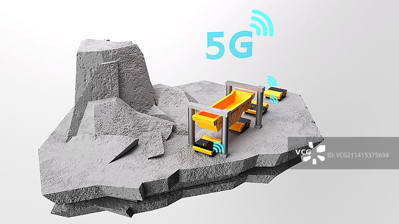 5G无人矿区,C4D场景渲染，矿卡图片素材