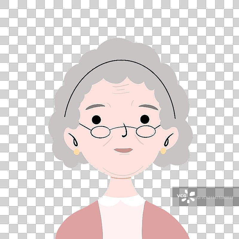 女性老年人卡通人物半身形象图片素材