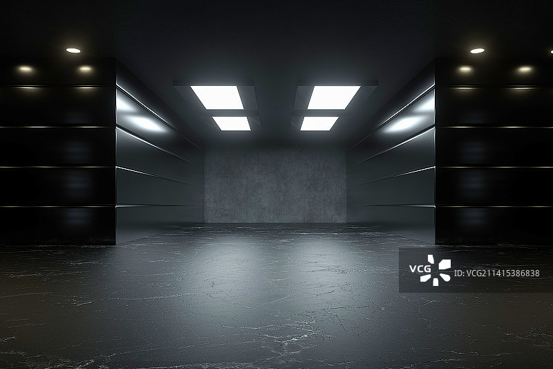 科幻发光的室内空间图片素材