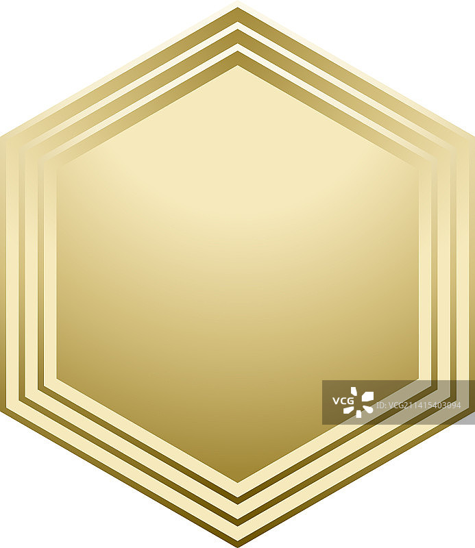 金色六边形徽章样机逼真空白徽章图片素材