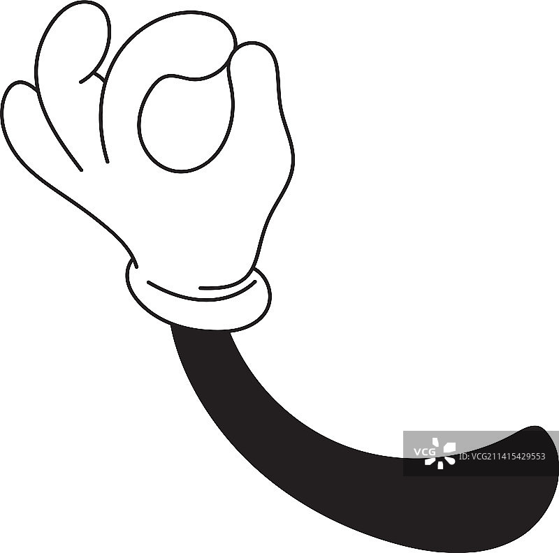 卡通复古手套OK手势图片素材