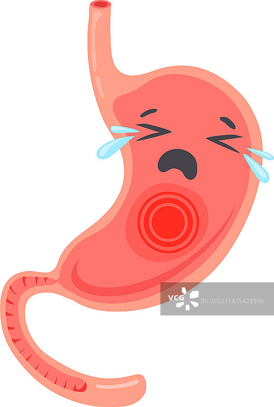 哭泣的胃，红色疼痛点的人体器官图片素材