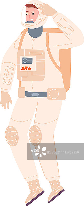 身穿宇航服的宇航员敬礼图片素材