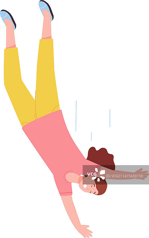 震惊的年轻女人摔倒图片素材