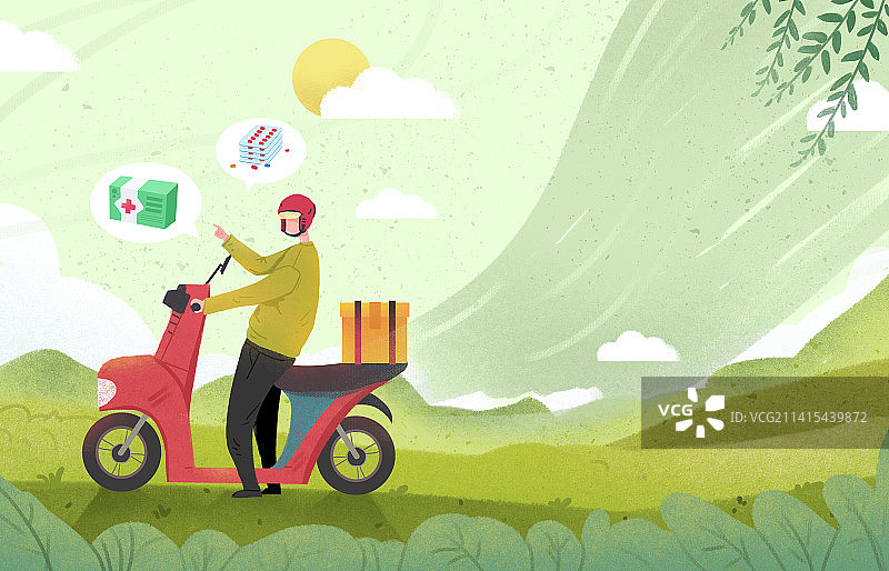 买药快递送货上门全民居家隔离预防新冠居家备药买药囤药图片素材