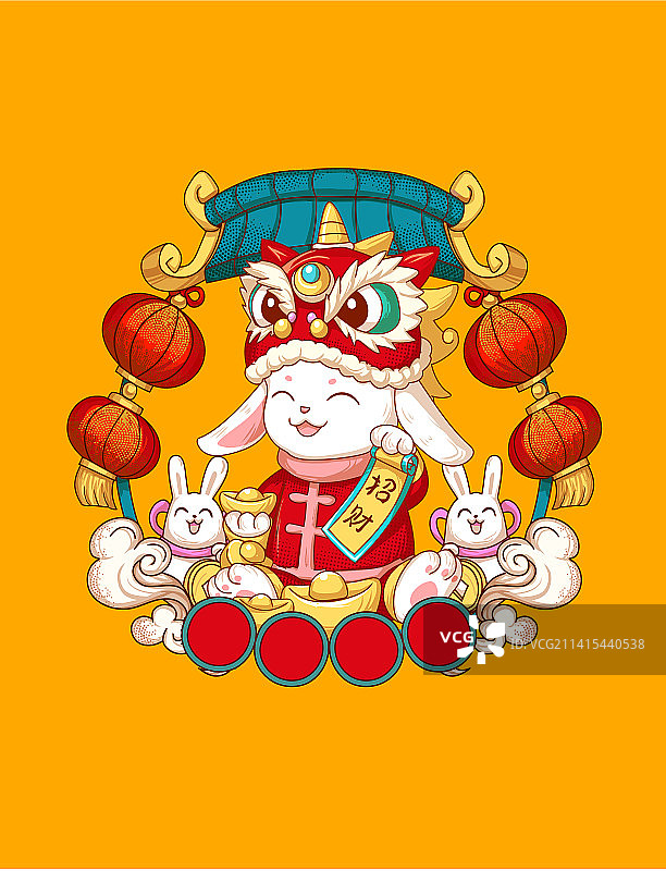 兔年新年春节喜庆红包插画图片素材