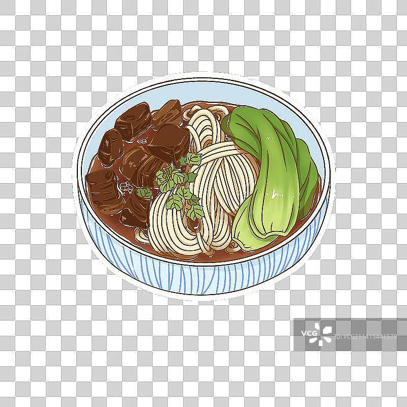面条星人红烧牛肉面-传统美食插画图片素材