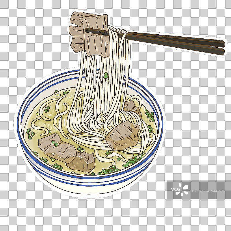 面条星人兰州拉面-传统美食插画图片素材