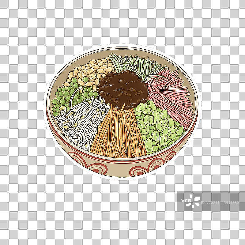面条星人炸酱面-传统美食插画图片素材