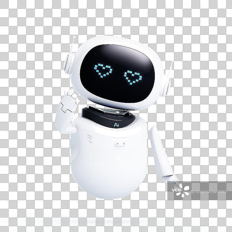 3D渲染的可爱智能机器人图片素材