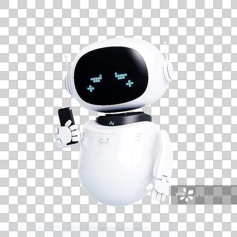 3D渲染的可爱智能机器人图片素材