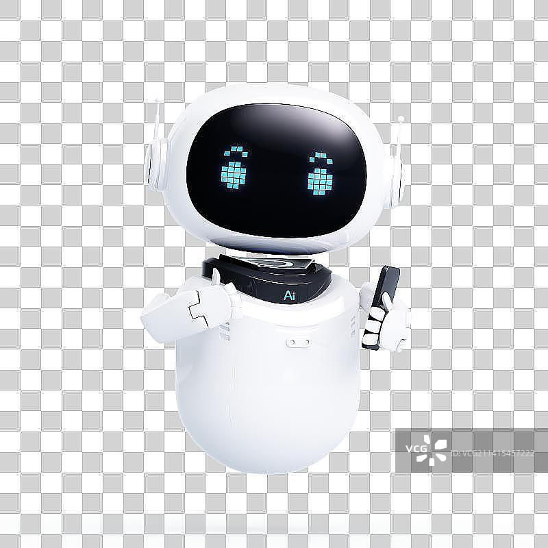 3D渲染的可爱智能机器人图片素材