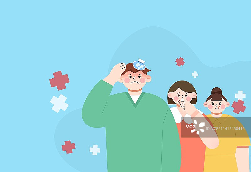 医疗换季防护健康感冒预防问诊宣传背景插画图片素材