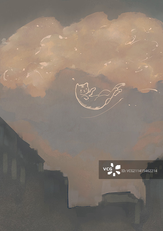 黄昏猫咪的梦图片素材