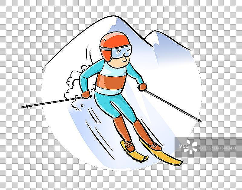 雪山下的滑雪运动员图片素材