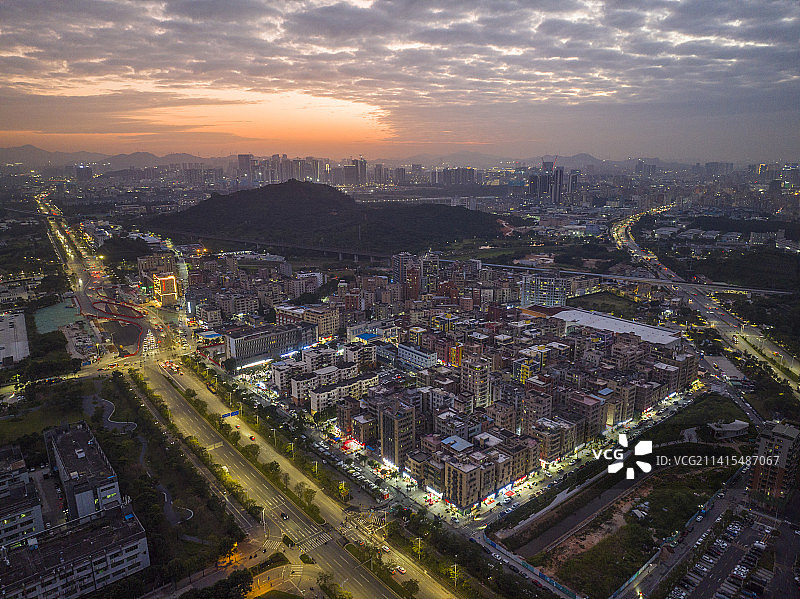 深圳圳美社区日落风光图片素材