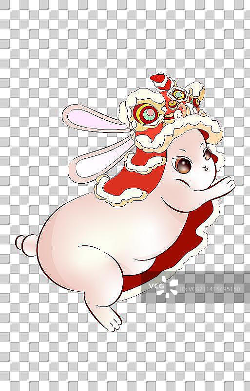 元旦插画新年虎头兔图片素材