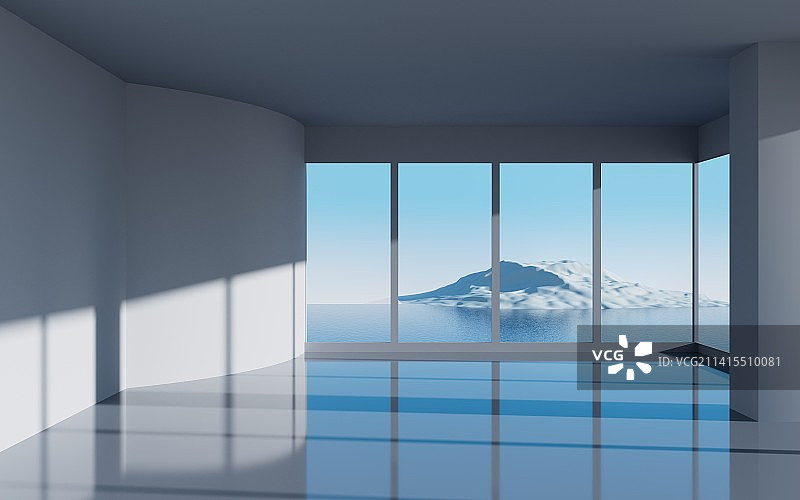 海景房室内空间3D渲染图片素材