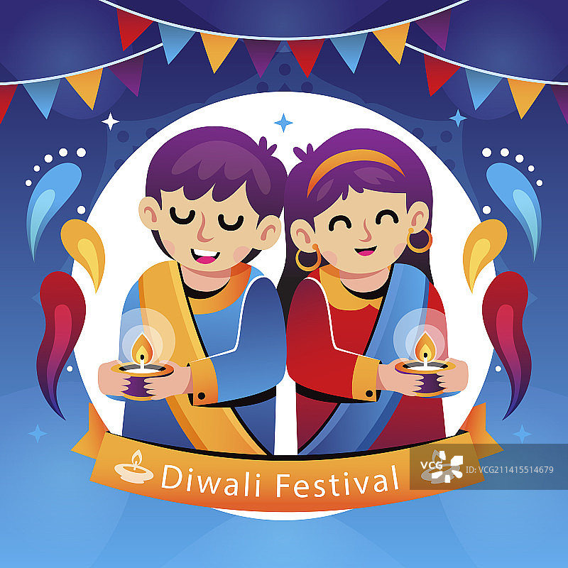 排灯节渐变背景图片素材